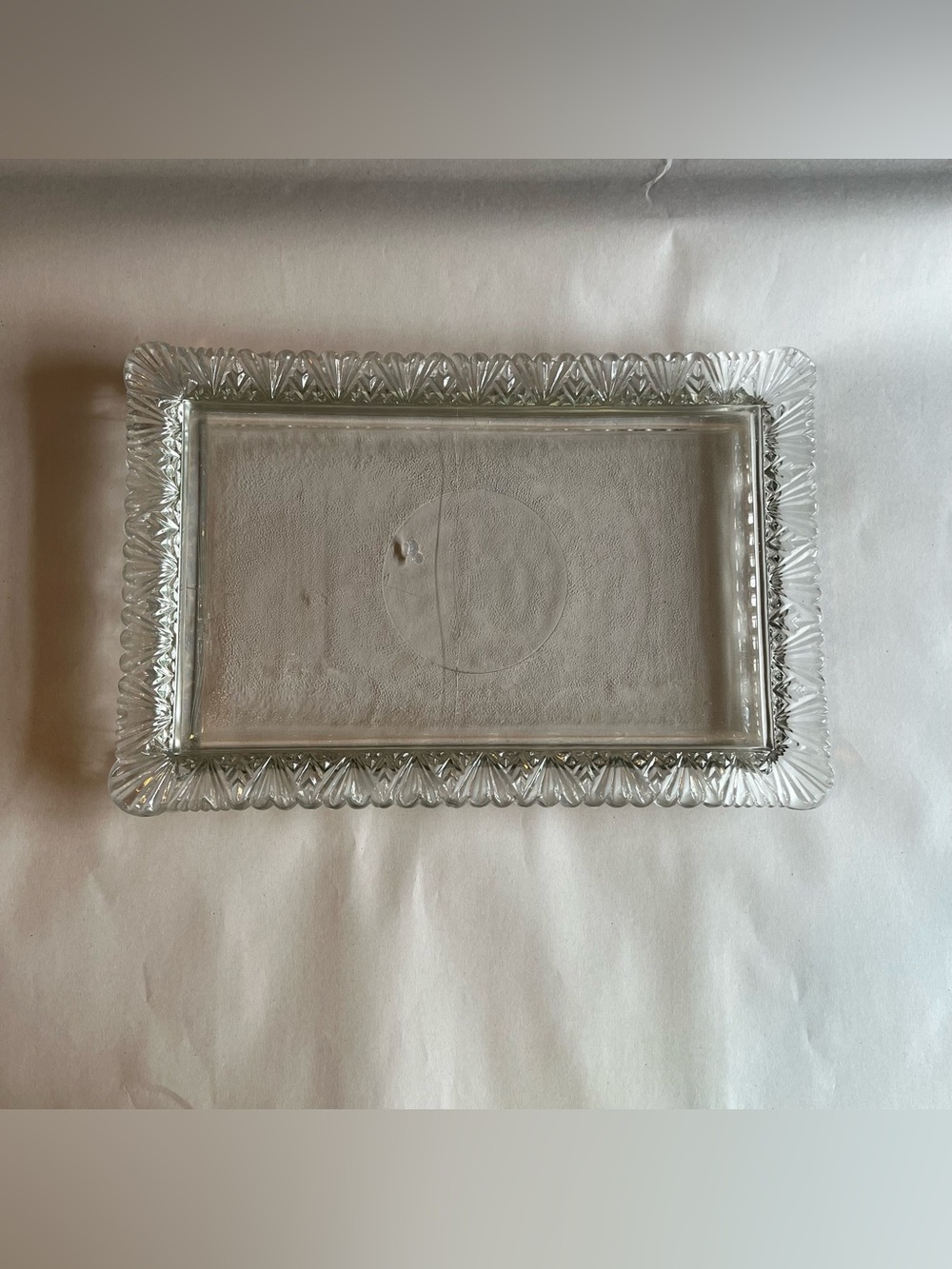 Vintage Paden City Rectangle Glass Scalloped Edge Vanity Tray 12.25x8”